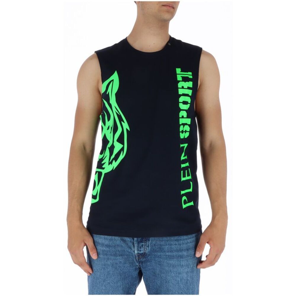Plein Sport Tiger Head Muscle Tank Top Men Blue Undershirts